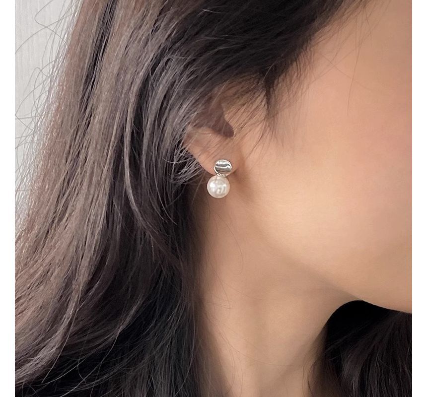 Pearl Drop Sterling Earring Faux Silver