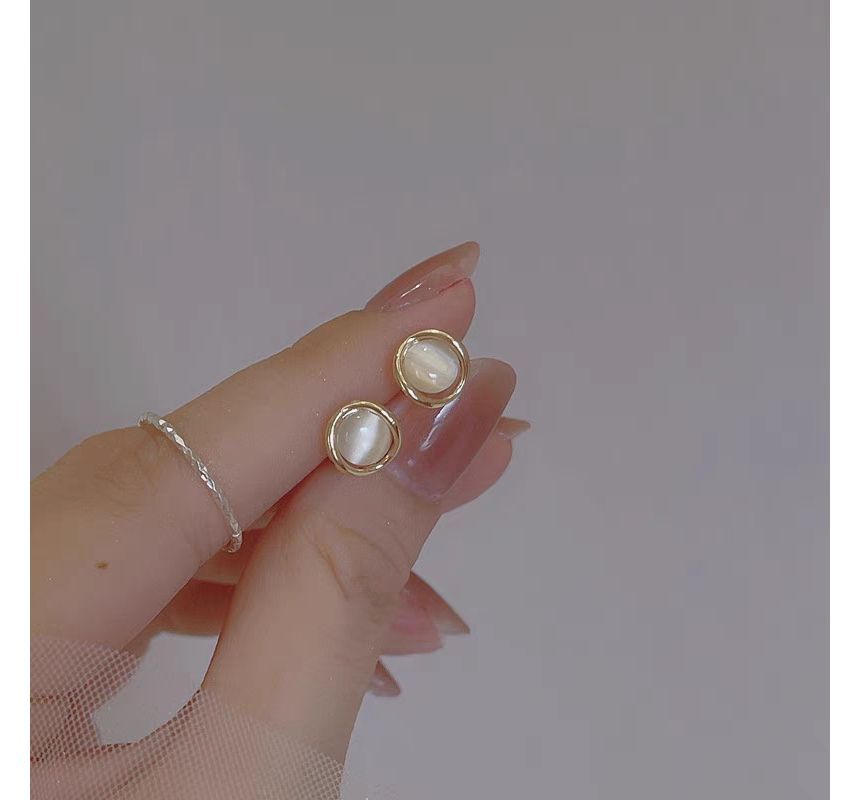 Eye Alloy Stone Earring Faux Cat Stud