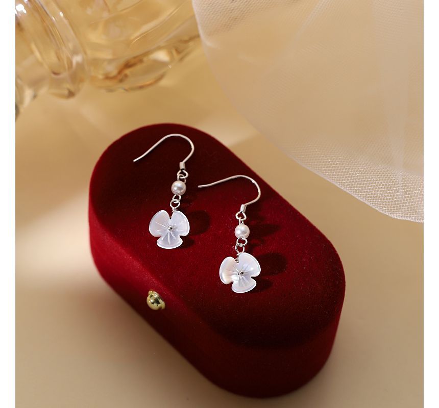 Alloy Floral Dangle Earring Pearl Acrylic Faux