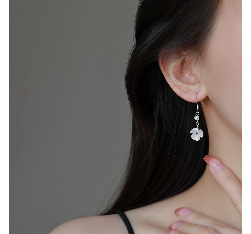Alloy Floral Dangle Earring Pearl Acrylic Faux