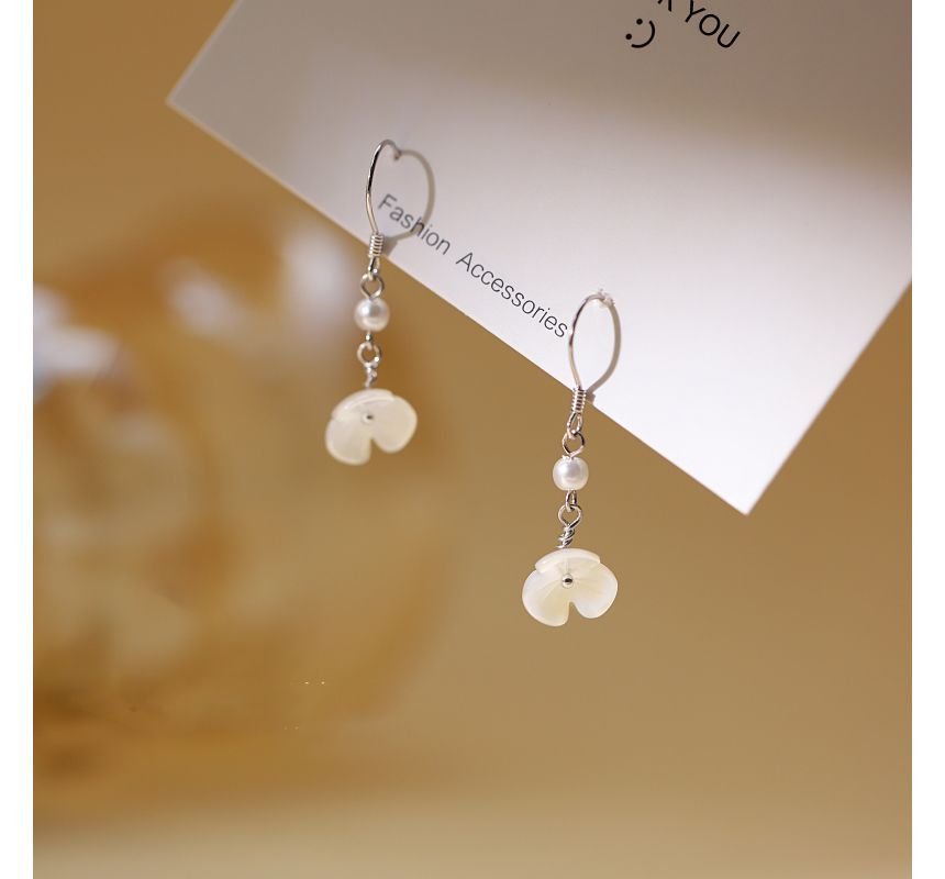 Alloy Floral Dangle Earring Pearl Acrylic Faux