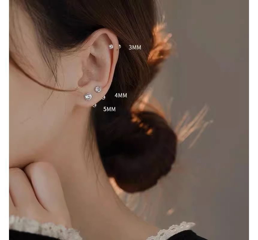 Sterling (Various Earring Rhinestone Silver Barbell Designs)