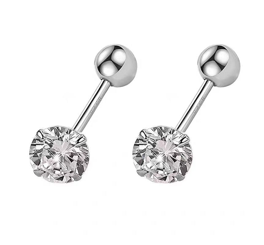 Sterling (Various Earring Rhinestone Silver Barbell Designs)