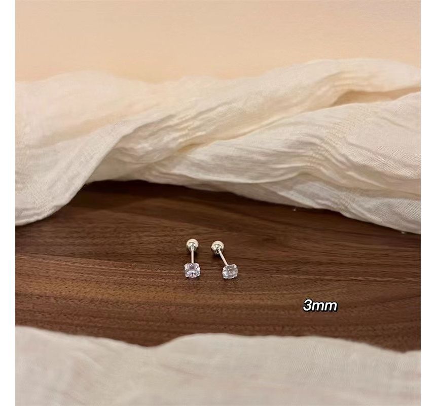 Sterling (Various Earring Rhinestone Silver Barbell Designs)