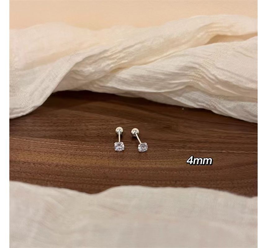 Sterling (Various Earring Rhinestone Silver Barbell Designs)