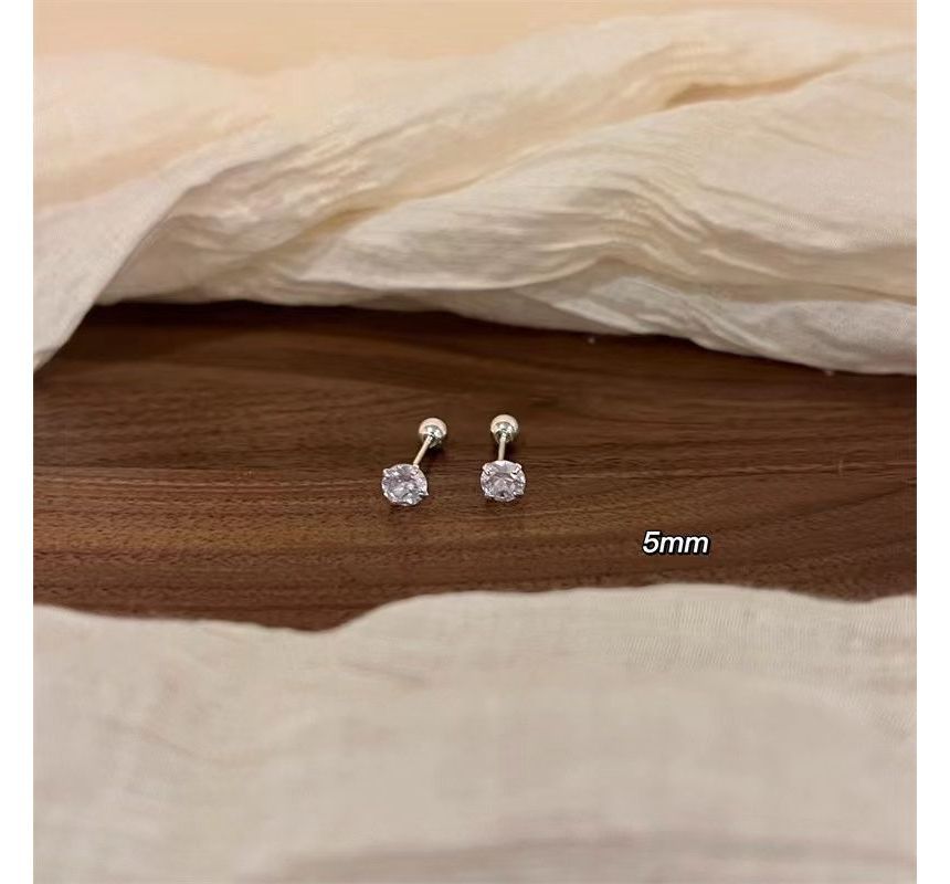 Sterling (Various Earring Rhinestone Silver Barbell Designs)