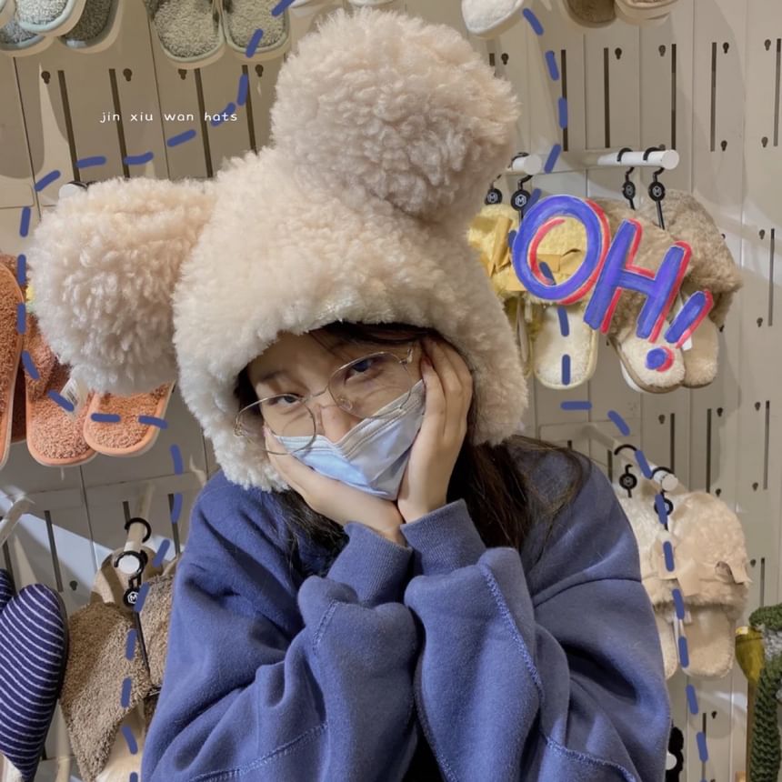 Fluffy Bear Hat Ear Trapper