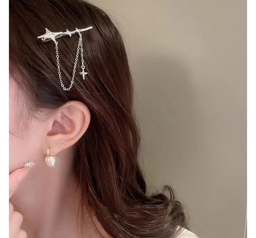 / Clip Hair Pin Star Chain Alloy