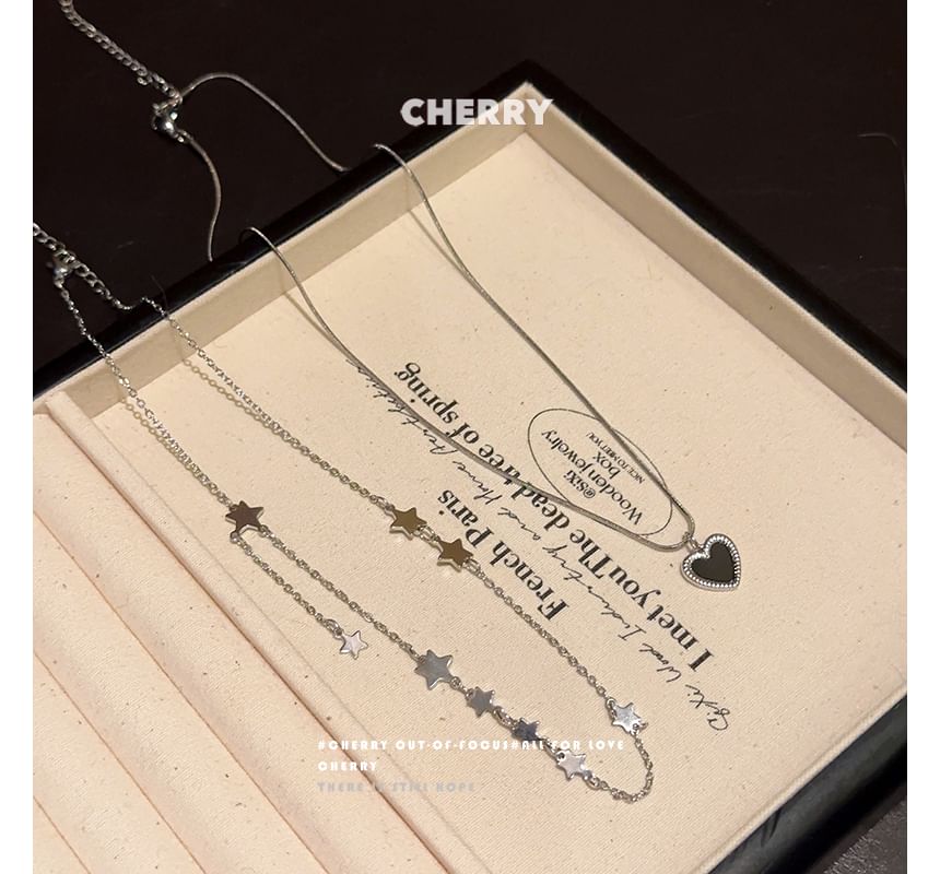 / Star Heart Necklace Alloy Pendant Choker Set