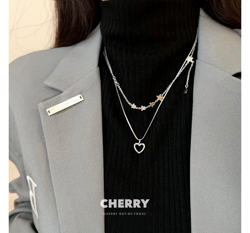 / Star Heart Necklace Alloy Pendant Choker Set