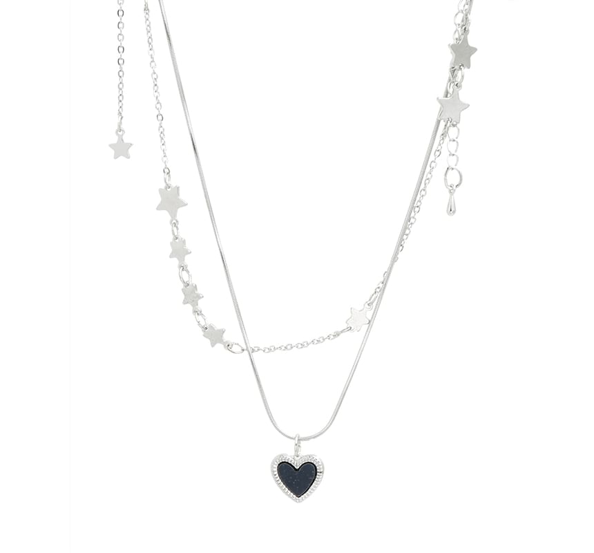 / Star Heart Necklace Alloy Pendant Choker Set