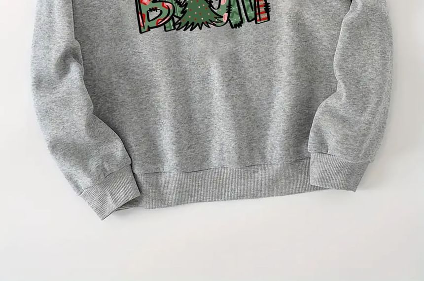 Langärmliger Rundhalspullover mit Weihnachtsbaum-Print