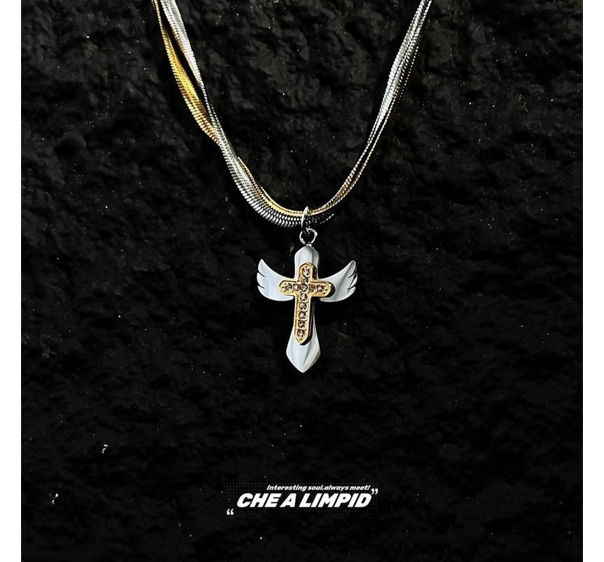 Cross Necklace Layered Alloy Pendant