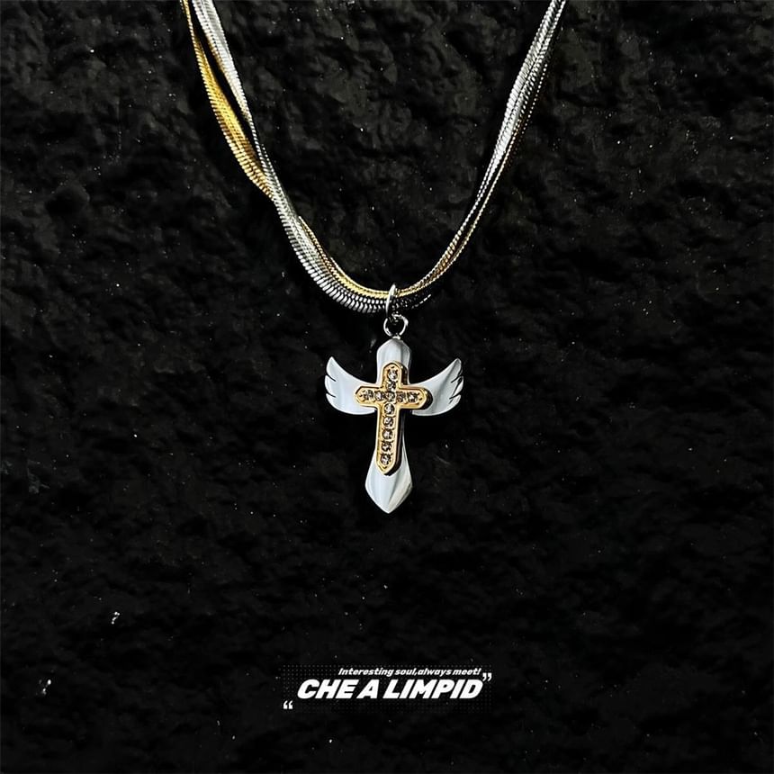 Cross Necklace Layered Alloy Pendant