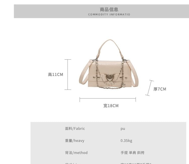 Buckled Flap Croc Crossbody Bag Heart Grain