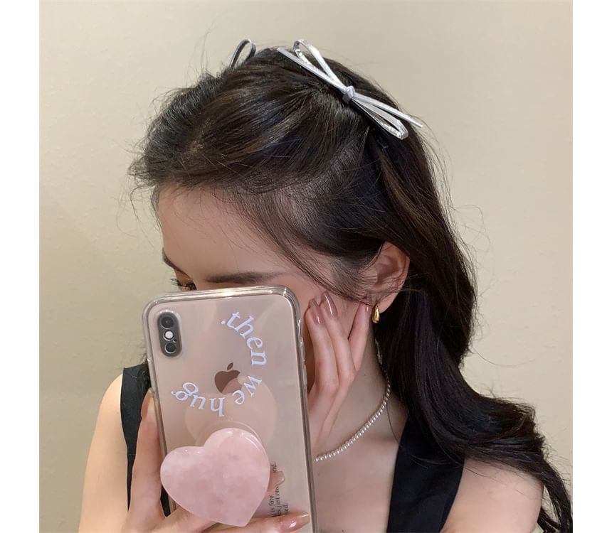 Bow Faux Leather Hair Clip