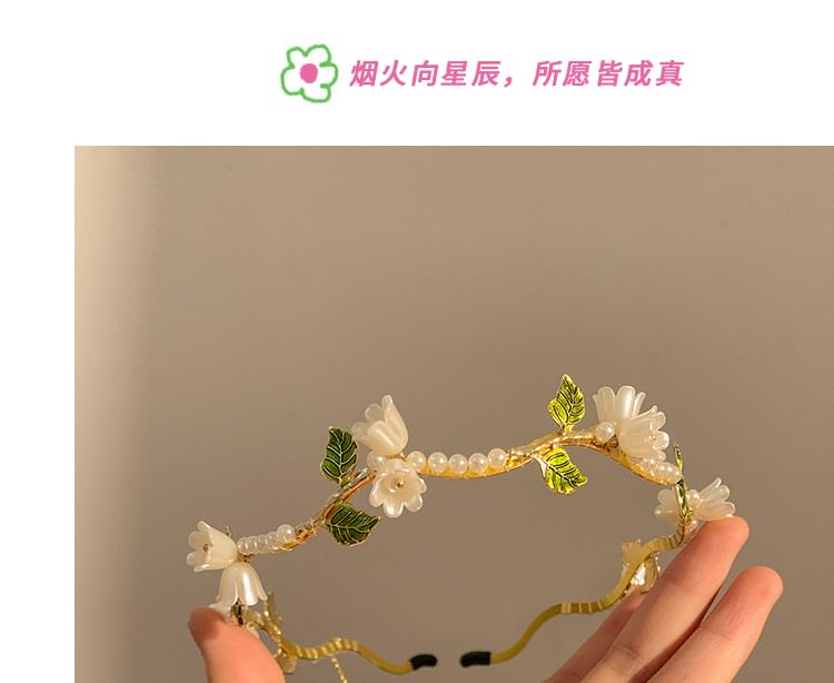 Headband Faux Pearl Floral