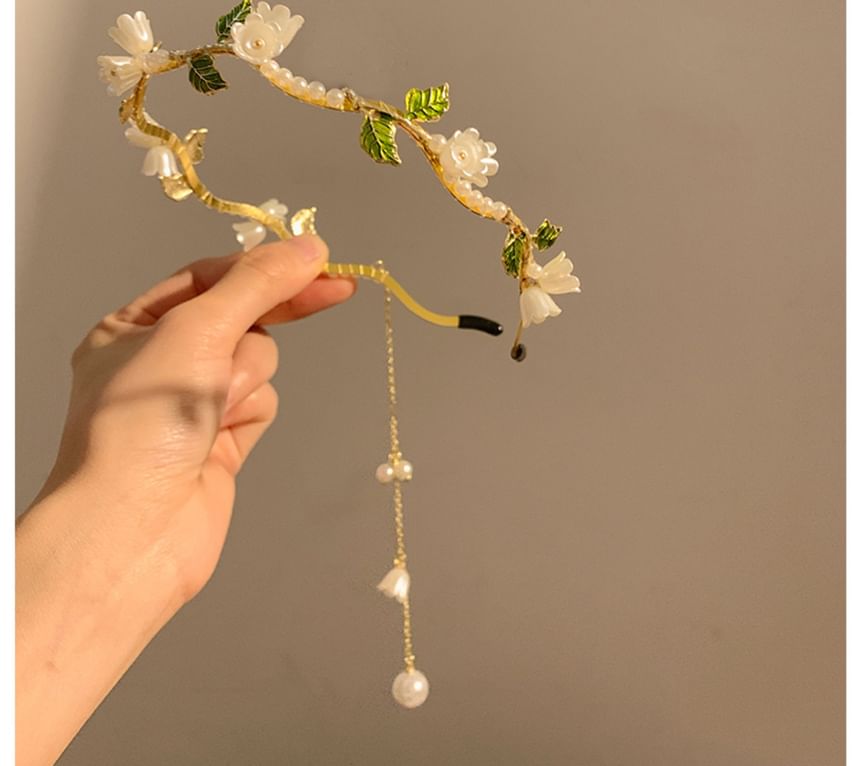 Headband Faux Pearl Floral