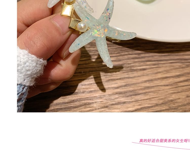 Resin Shell Starfish Hair Clip Faux Pearl /