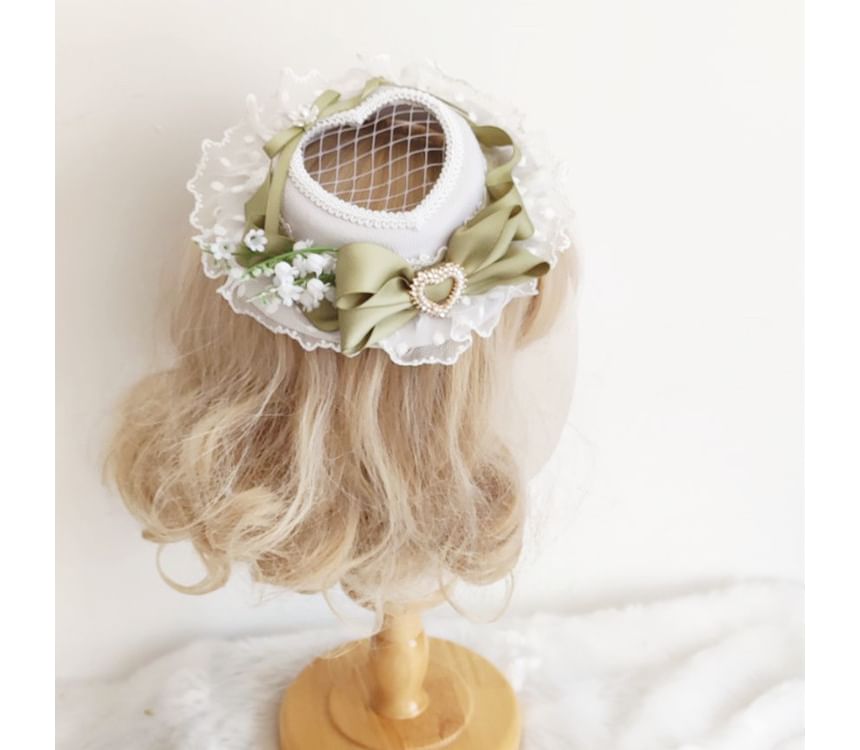 Chapeau de paille à bordure en dentelle Lolita