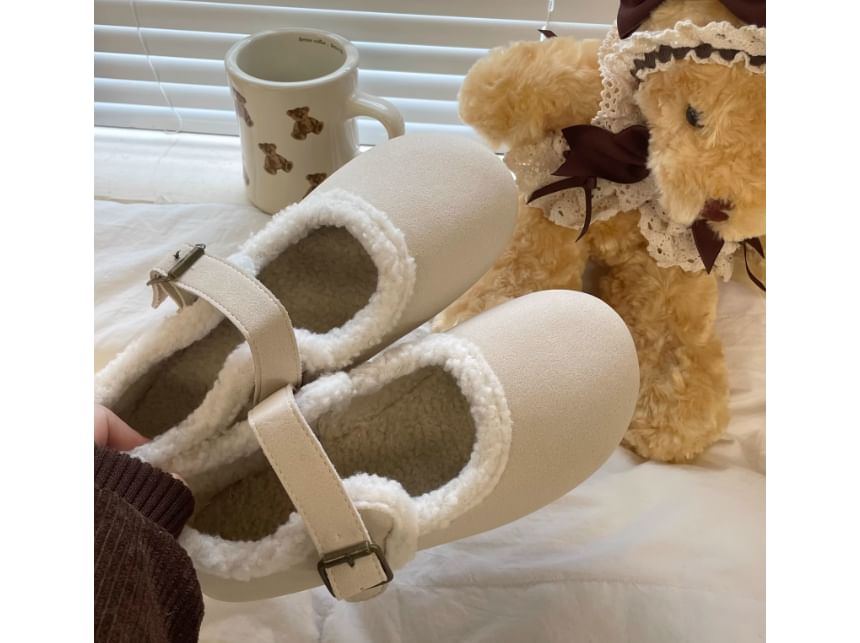 Fleece Trim Buckled Flats