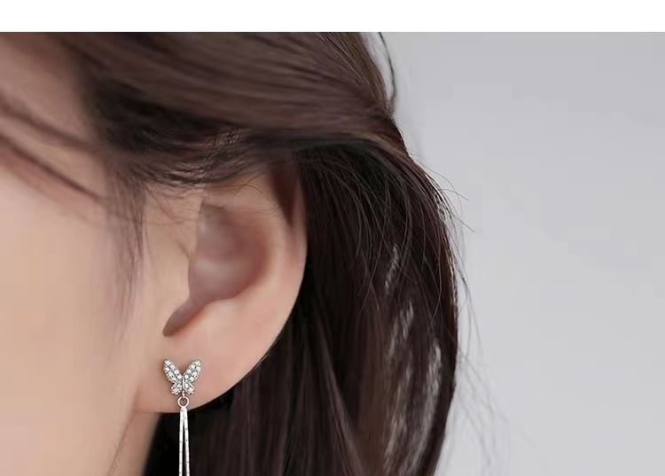 Butterfly Alloy Threader Earring