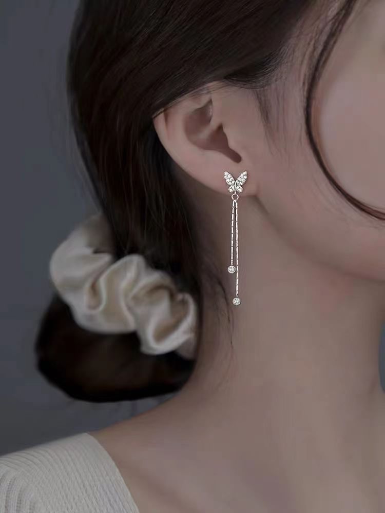 Butterfly Alloy Threader Earring