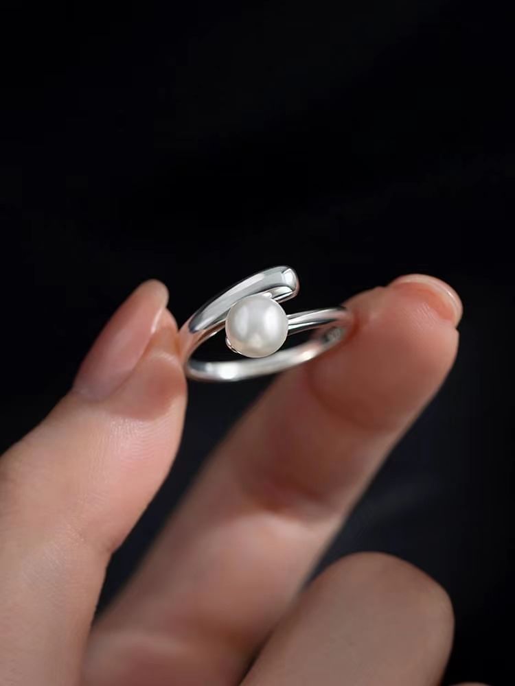 Faux Pearl Alloy Open Ring