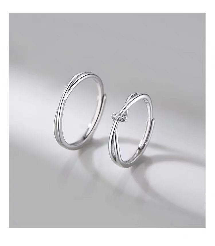 Couple Matching Rhinestone / Layered Alloy Open Ring (Various Designs) / Set