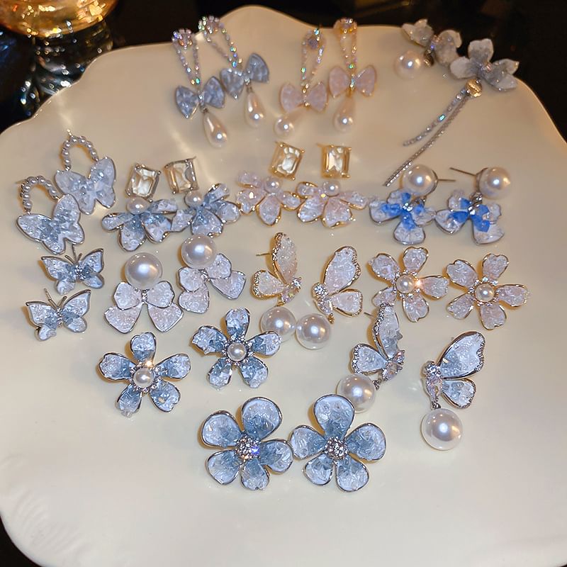 (Various Faux / Bow Earring Floral Alloy Pearl Designs)