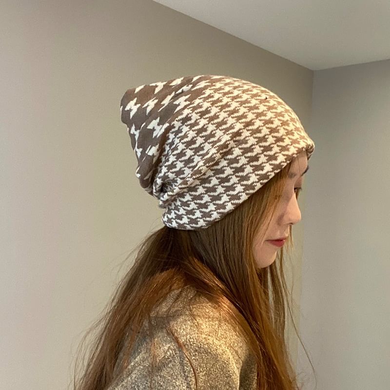 Houndstooth Beanie Multi-Way Scarf / Knit