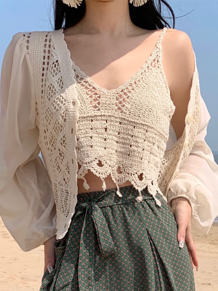 Crochet Lace Crop Camisole Top