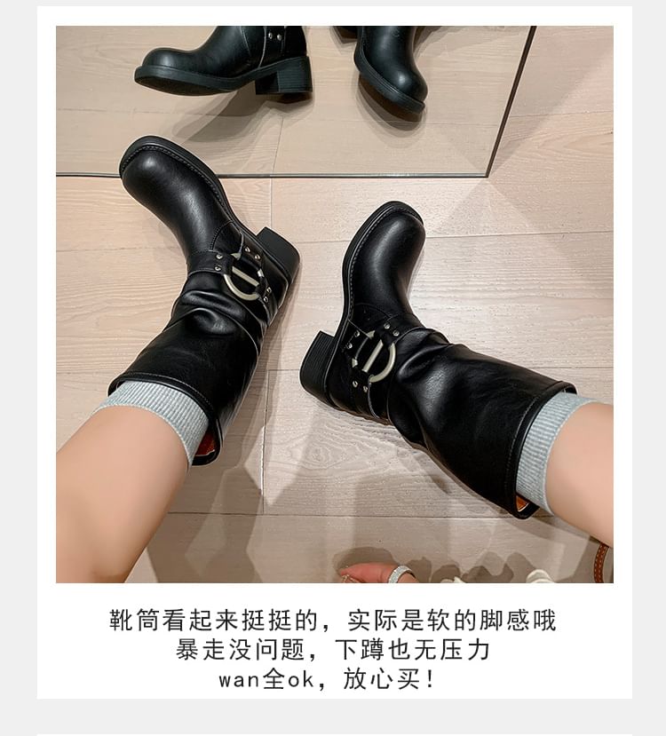 Calf Boots Buckled Mid