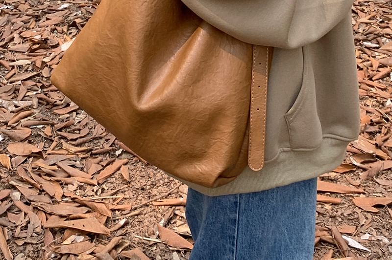 Faux Bucket Leather Bag Crossbody Plain