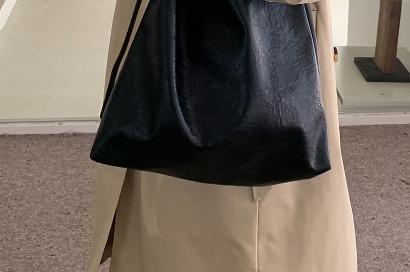 Faux Bucket Leather Bag Crossbody Plain