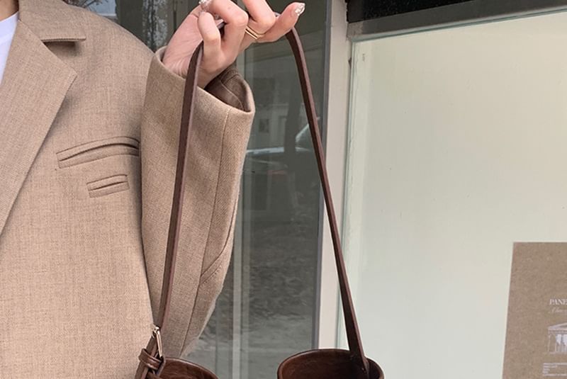 Faux Bucket Leather Bag Crossbody Plain