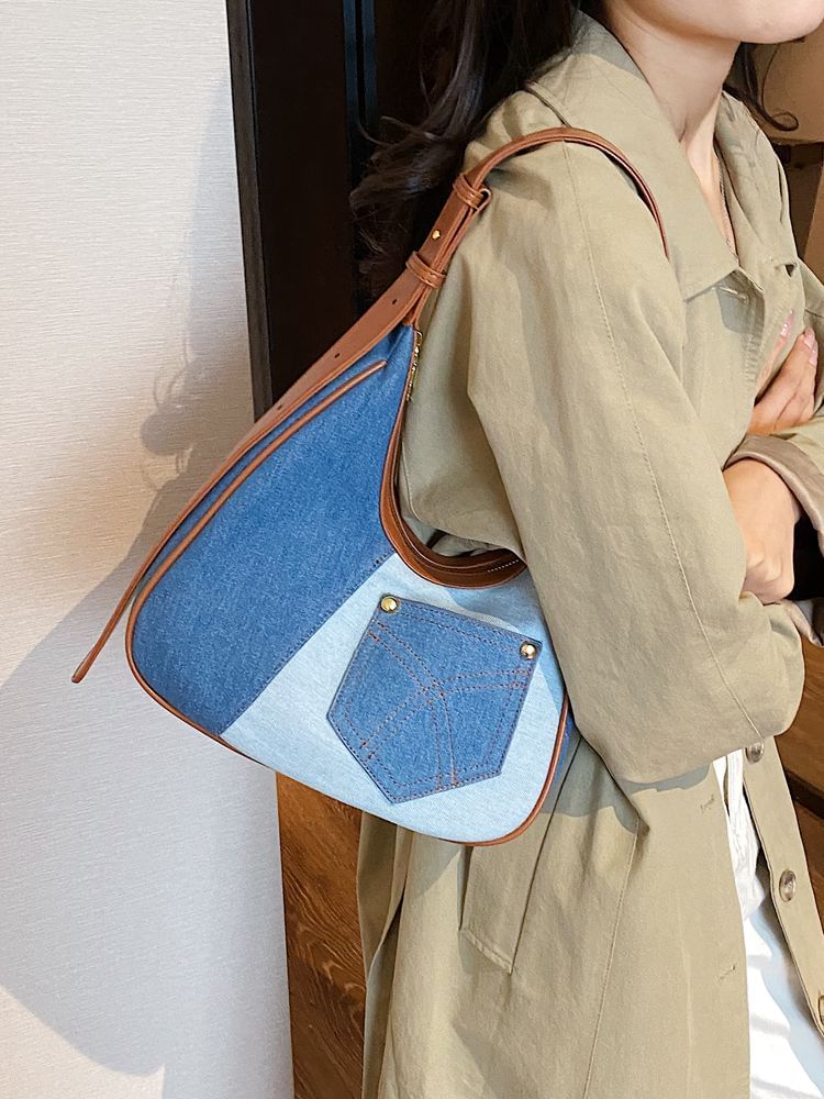 Two Tone Denim Shoulder Bag