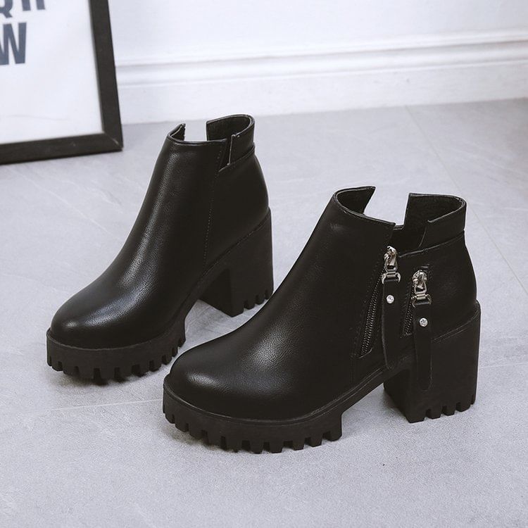 Boots Chunky Heel Platform Ankle