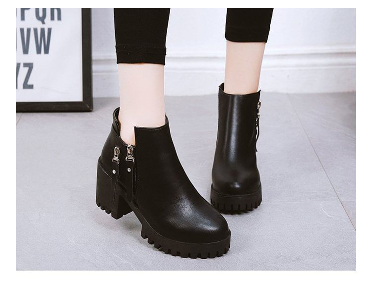 Boots Chunky Heel Platform Ankle