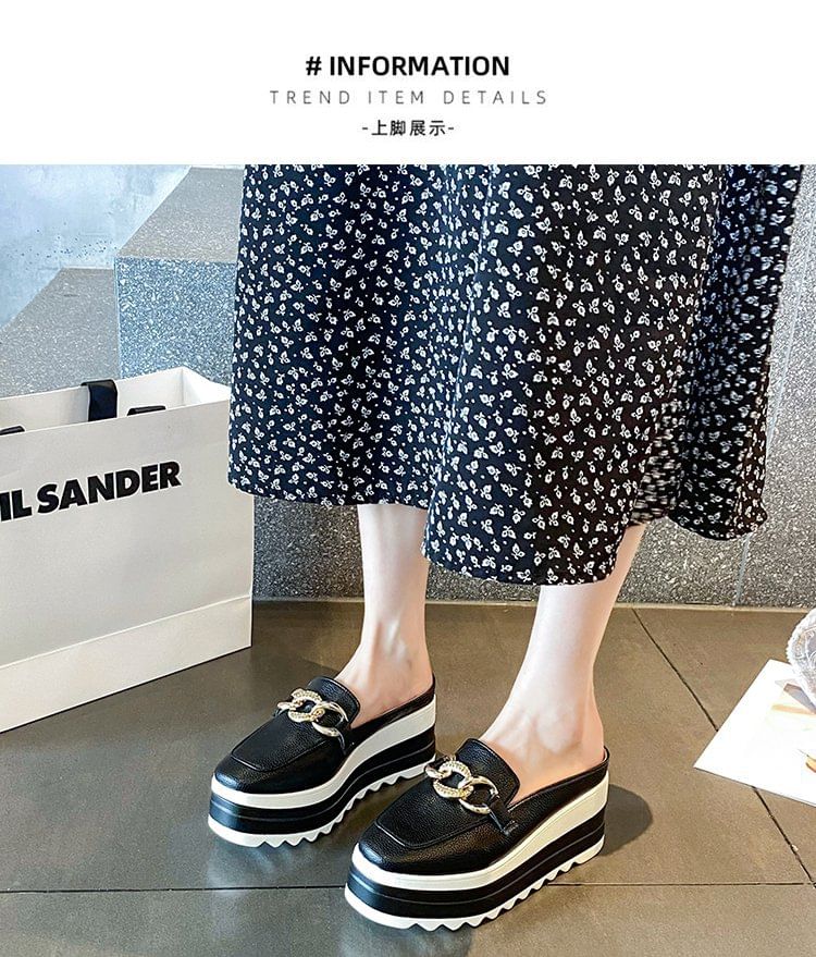 Detail Mules Loafer Chain Platform