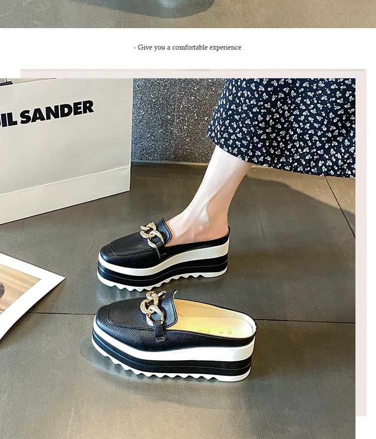 Detail Mules Loafer Chain Platform