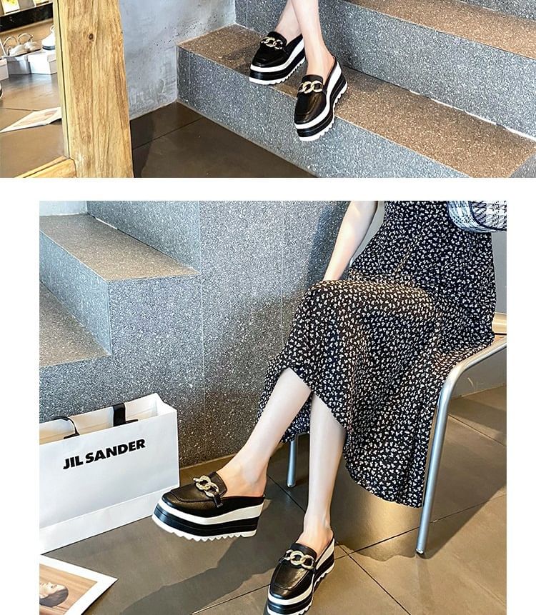 Detail Mules Loafer Chain Platform
