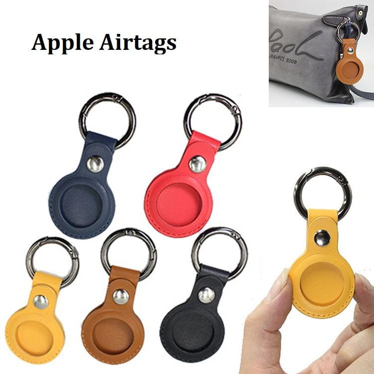 Leather Faux Holder AirTag Keyring