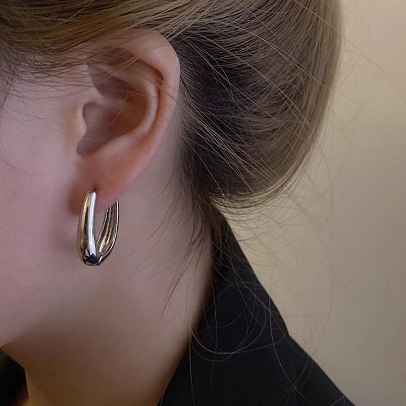 Polished Alloy Hoop Earring