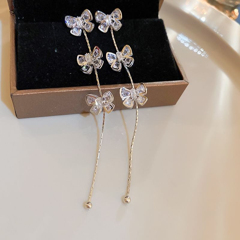 Bow Earring Rhinestone Drop