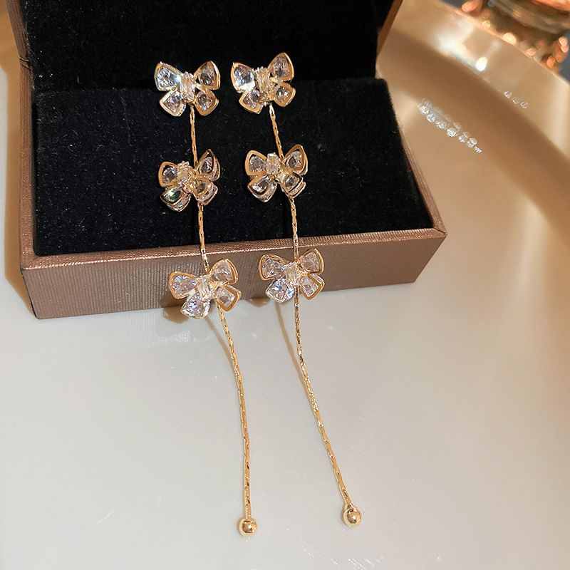 Bow Earring Rhinestone Drop
