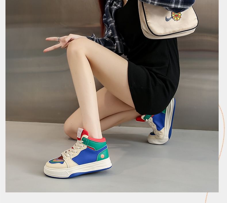 Color Top High Sneakers Block