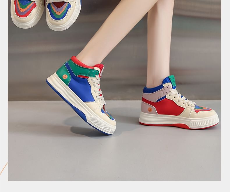Color Top High Sneakers Block
