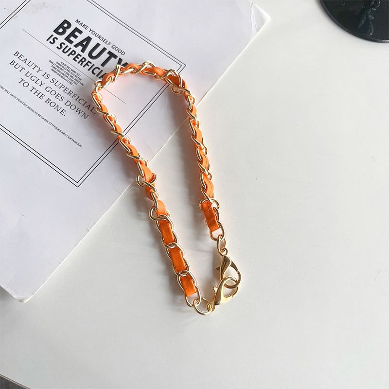 Faux Leather Alloy Phone Lanyard