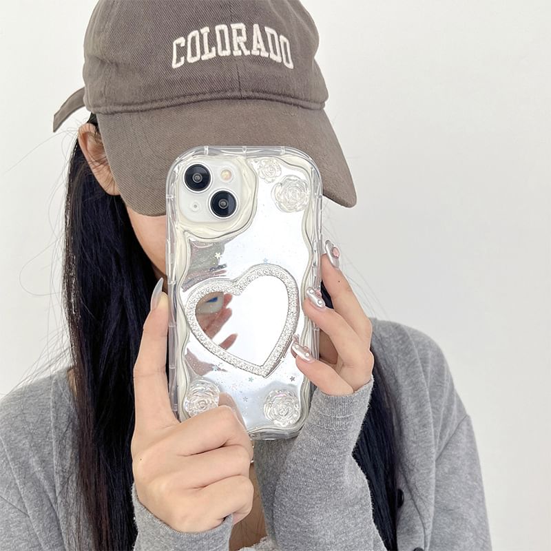 Phone Heart Case Mirrored